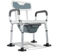 CPYGMXI Portable Toilet Comfort Plus Commode Chair with Adjustable Height and Extra 43cm Wide Ergonomic Seat, 3-in-1 Shower Chair, Aluminum Alloy Frame