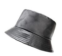 CPYGMXI Retro Pu Double-sided Fisherman Hat Men and Women Outdoor Wild Sun Hat Four Seasons Basin Hat
