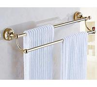 CPYGMXI Shelf, Crystal Towel Rack,Gold Double Pole Towel Rack,Bathroom Towel Bar,Towel Hanging,Wall Mount Polished Finish/F/85Cm