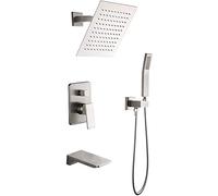 CPYGMXI Shower Faucets Sets Complete, Shower System with 10'' Rain Shower Head and Waterfall Tub Spout Hand Shower Head, Bathroom Bathtub,Black