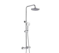 CPYGMXI Shower Fixtures Thermostatic Brass Chrome Shower Faucets Sets 3 Function Wall Mounted Exposed Shower System Complete Set with Waterfall Tub Faucet