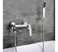 CPYGMXI Shower Mixer Taps Wall Mounted Single Handle Bathtub Mixer Tap with Handheld Shower Head with Storage Table Shower Head and Hose Set for Bath Taps-Chrome-Dual Function