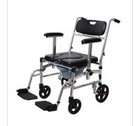 CPYGMXI Shower Seat Shower Chair, Elderly Toilet Seat with Wheels Can Be Pushed Stools Hemiplegia Rehabilitation Toilet Chair Foldable Aluminum Alloy Small Wheelchair Bathing