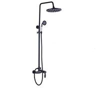 CPYGMXI Shower system Bathroom Rainfall 8" Shower Mixer Set Wall Mounted Shower Column Single Lever Shower Faucet with Hand Shower Height Adjustable,Black B1