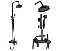 CPYGMXI Shower system Black Shower Faucets Set 8" Brass Rainfall Shower Head Tub Spout Bath Shower Wall Mounted Black Copper Tub Spout Shower,Model D