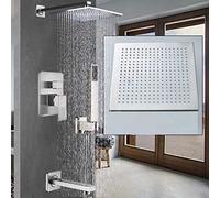 CPYGMXI Shower system Brushed Nickel Shower Mixer Tap Bath Faucet Single Handle 3-ways Mixer Valve Brass Bath Spout with Hand Shower Head,12 inch 3 ways