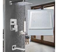 CPYGMXI Shower system Brushed Nickel Shower Mixer Tap Bath Faucet Single Handle 3-ways Mixer Valve Brass Bath Spout with Hand Shower Head,12 inch 3 ways