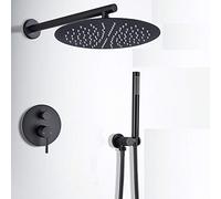 CPYGMXI Shower system Matte Black Shower Faucet Concealed Brass Rainfall Shower Mixer Tap Single Handle Bathroom Rain Hot Cold Water Tap,12 inch