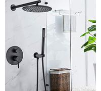 CPYGMXI Shower system New matte Black Shower Faucet Brass 2 Function Cold and Hot Wall Mounted Bathroom Faucet,12 inch