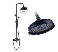 CPYGMXI Shower system Wall Mounted 8" Rainfall Faucet with Hand Shower Black Bath and Shower Mixer Kits Brass Tub Can Hot and Cold Taps,Type B