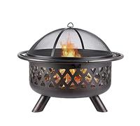 CPYGMXI Small Fire Pit,Outdoor Fire Pit with BBQ Grill Shelf Fire Bowl with Spark Protection Mesh Extra Includes Poker and Cover Garden Patio Heater
