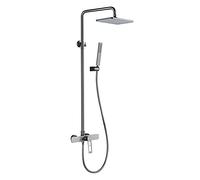 CPYGMXI Square Shower System, 3-Ways Shower Combo Set Wall Mounted Rainfall Shower Head Systems with Hand Shower, Rainfall Shower Head, Tub Faucet, gray