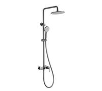 CPYGMXI Thermostatic Shower System, Exposed Shower Mixer Set with Bath Filler, Rain Shower Head and Multifunction Hand Shower, Height Adjustable,gunmetal