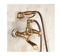 CPYGMXI Wall Mounted Antique Bathtub Faucet Wheel Rotation Double Handles Bathroom Bath Shower Mixer Taps with Handheld Shower,Antique C