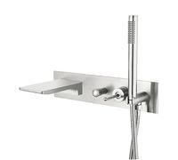 CPYGMXI Waterfall Shower Bathtub Faucet Set with Sprayer, Wall Mounted Shower System Complete, Single Handle Brass Tub Shower Faucet Set,brushed