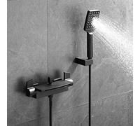 CPYGMXI Waterfall Wall Mounted Bathtub Faucets Bath Matte Black Double Open Double Control Bathtub Mixer with Handheld Shower, Luxury
