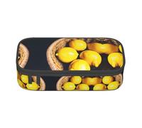 CPyuqw Basket Lemons Print Pencil Case - Multi-Purpose Pen Organizer, School Supplies, Stationery, Makeup, and Office Use