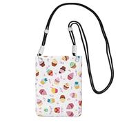 CPyuqw Black Carry Crossbody Purse for Women â€“ Universal Delicious Cupcakes Print Mobile Phone Bag, Lightweight for Outdoor Activities
