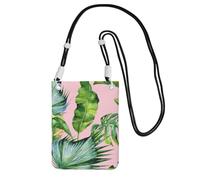 CPyuqw Black Carry Crossbody Purse for Women â€“ Universal Fresh banana leaves Print Mobile Phone Bag, Lightweight for Outdoor Activities