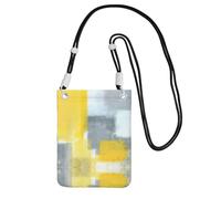 CPyuqw Black Carry Crossbody Purse for Women – Universal Grey And Yellow Abstract Art Painting Print Mobile Phone Bag, Lightweight for Outdoor Activities