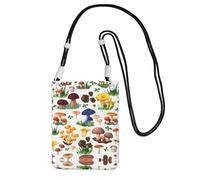 CPyuqw Black Carry Crossbody Purse for Women – Universal Japanese Painting mushroom Print Mobile Phone Bag, Lightweight for Outdoor Activities
