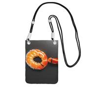 CPyuqw Black Carry Crossbody Purse for Women – Universal Japanese sushi shrimp Print Mobile Phone Bag, Lightweight for Outdoor Activities