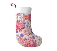 CPyuqw Christmas Stocking with Flower Rose Butterfly Full-Print Design – Soft Holiday Decoration for Fireplace, Tree & Home