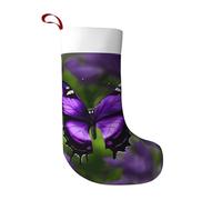 CPyuqw Christmas Stocking with Purple Butterfly Full-Print Design – Soft Holiday Decoration for Fireplace, Tree & Home