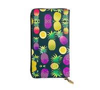 CPyuqw Colorful Fruit Pineapple Print Leather Wallet for Women and Men - Clutch with Card Holder, Coin Pocket & Checkbook Compartment