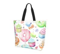 CPyuqw Cupcakes Donuts Muffins Sugar Print Shoulder Bag - Large Reusable Tote Bag, Storage Tote for Shopping, Travel, & Daily Life Accessories