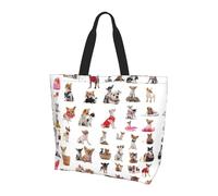 CPyuqw Cute Chihuahua Pug Pattern Print Shoulder Bag â€“ Large Reusable Tote Bag, Storage Tote for Shopping, Travel, & Daily Life Accessories