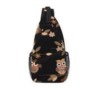 CPyuqw Durable Cute Brown Cartoon Owls Print Cross Chest Bag â€“ Unisex Daypack with Multiple Zippers, Perfect for Hiking and Casual Use