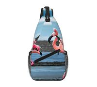 CPyuqw Durable flamingos on the beach Print Cross Chest Bag â€“ Unisex Daypack with Multiple Zippers, Perfect for Hiking and Casual Use