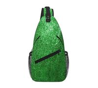 CPyuqw Durable Green Sequin Sparkle Print Cross Chest Bag â€“ Unisex Daypack with Multiple Zippers, Perfect for Hiking and Casual Use