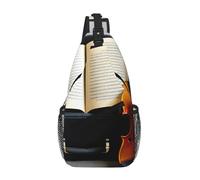 CPyuqw Durable Violin and Book Print Cross Chest Bag â€“ Unisex Daypack with Multiple Zippers, Perfect for Hiking and Casual Use