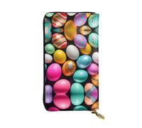 CPyuqw Easter Eggs Print Leather Wallet for Women and Men â€“ Clutch with Card Holder, Coin Pocket & Checkbook Compartment