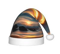 CPyuqw Festive Beach Maui Hawaii Sunset Sea Waves Clouds Print Santa Hat for Kids â€“ Warm Holiday Headwear for Winter Parties, Xmas & New Year Celebrations
