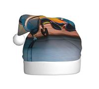 CPyuqw Festive Christmas Hat for Adults – Unisex Santa Hat with Aircraft Plane at Sunsets Print Design, Warm Holiday Headwear