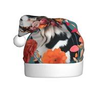 CPyuqw Festive Christmas Hat for Adults â€“ Unisex Santa Hat with Cattle Dog Florals Print Design, Warm Holiday Headwear