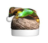 CPyuqw Festive Christmas Hat for Adults – Unisex Santa Hat with cute Red Eyes Tree Frogs Print Design, Warm Holiday Headwear