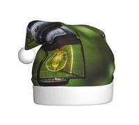 CPyuqw Festive Christmas Hat for Adults â€“ Unisex Santa Hat with Fireflies and Lantern Print Design, Warm Holiday Headwear