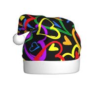 CPyuqw Festive Christmas Hat for Adults – Unisex Santa Hat with Gay Pride Rainbow Print Design, Warm Holiday Headwear