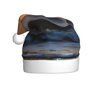 CPyuqw Festive Christmas Hat for Adults – Unisex Santa Hat with Last Sun Rays of Over The Sea Waves Print Design, Warm Holiday Headwear
