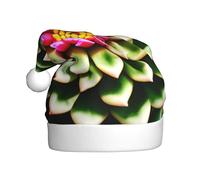 CPyuqw Festive Christmas Hat for Adults - Unisex Santa Hat with Blooming Cactus Flower Print Design, Warm Holiday Headwear