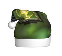 CPyuqw Festive Christmas Hat for Adults - Unisex Santa Hat with Firefly and Lantern Print Design, Warm Holiday Headwear