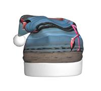 CPyuqw Festive Christmas Hat for Adults - Unisex Santa Hat with flamingos on the beach Print Design, Warm Holiday Headwear