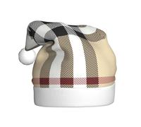 CPyuqw Festive Christmas Hat for Adults - Unisex Santa Hat with Gray plaid lines Print Design, Warm Holiday Headwear