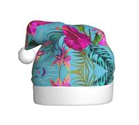 CPyuqw Festive Christmas Hat for Adults - Unisex Santa Hat with Hello Hawaii Print Design, Warm Holiday Headwear