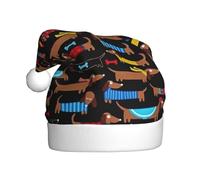 CPyuqw Festive Christmas Hat for Adults - Unisex Santa Hat with I Love My Dog Dachshunds Print Design, Warm Holiday Headwear