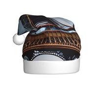 CPyuqw Festive Christmas Hat for Adults - Unisex Santa Hat with Paris Eiffel Tower Print Design, Warm Holiday Headwear